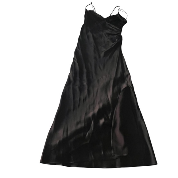 ZARA Black Cocktail Dress/Satin Slip dress / Size: US Small / High Side Slit/ - Picture 1 of 4